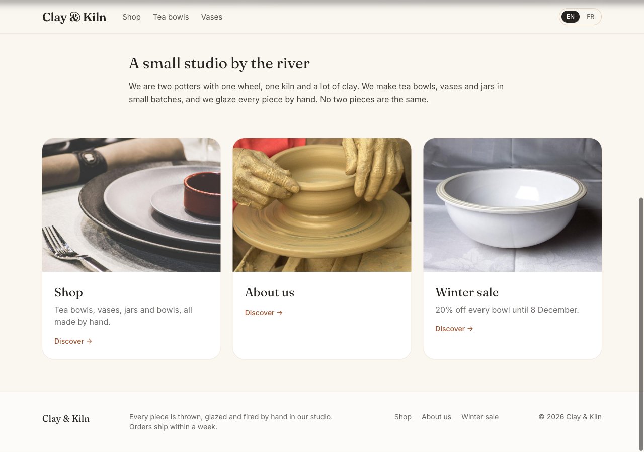 The home page with a Winter sale card: 20% off every bowl until 8 December